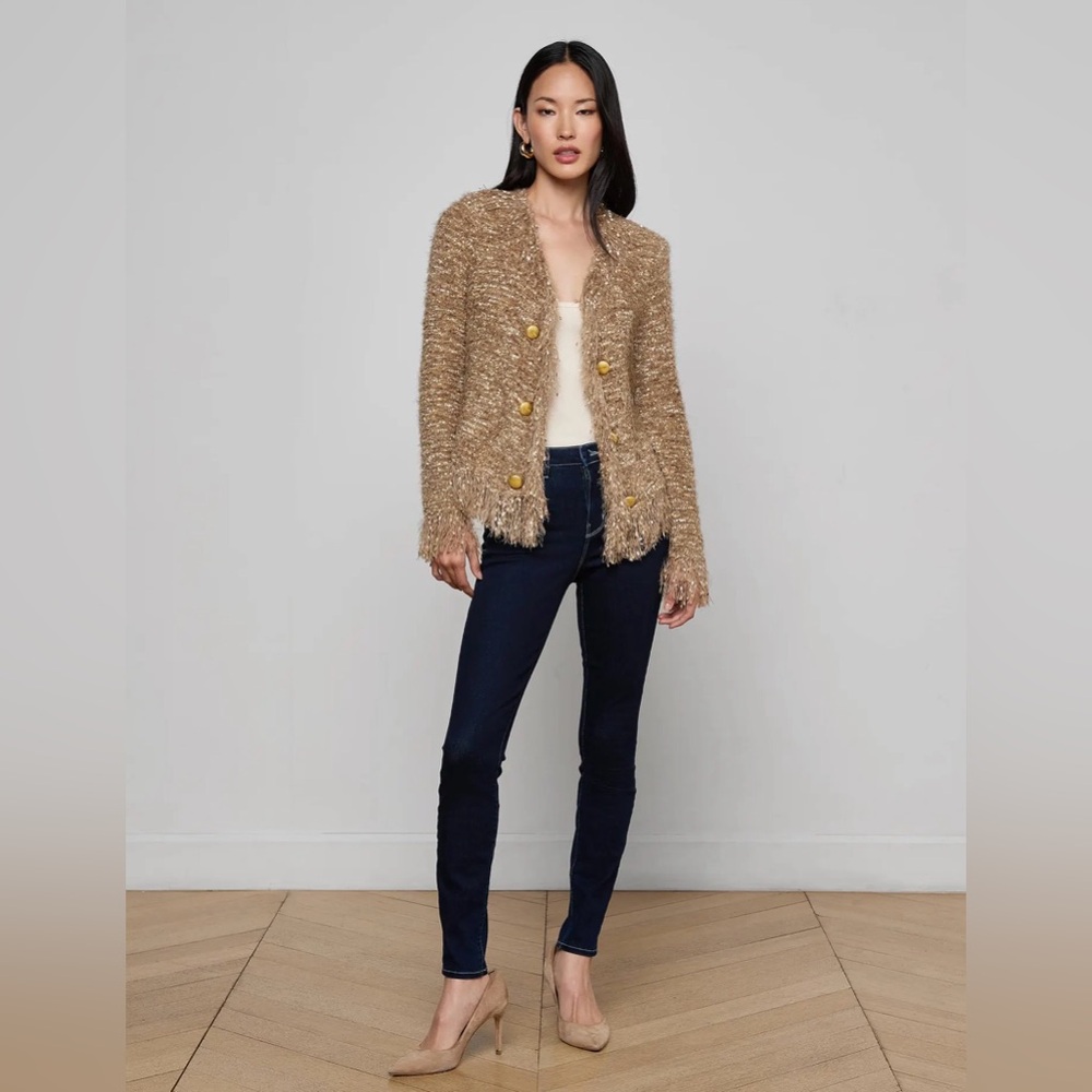 🆕 L’agence Azure Fringe Cardigan Blazer - Picture 13 of 17